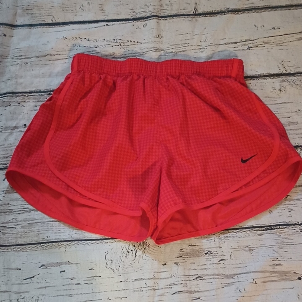 Nike Dri Fit Red Houndstooth Print Running Shorts M